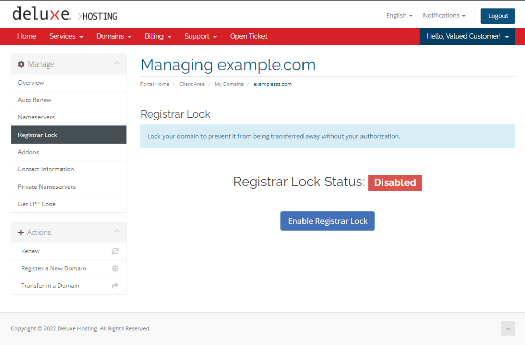 Domain Register Lock