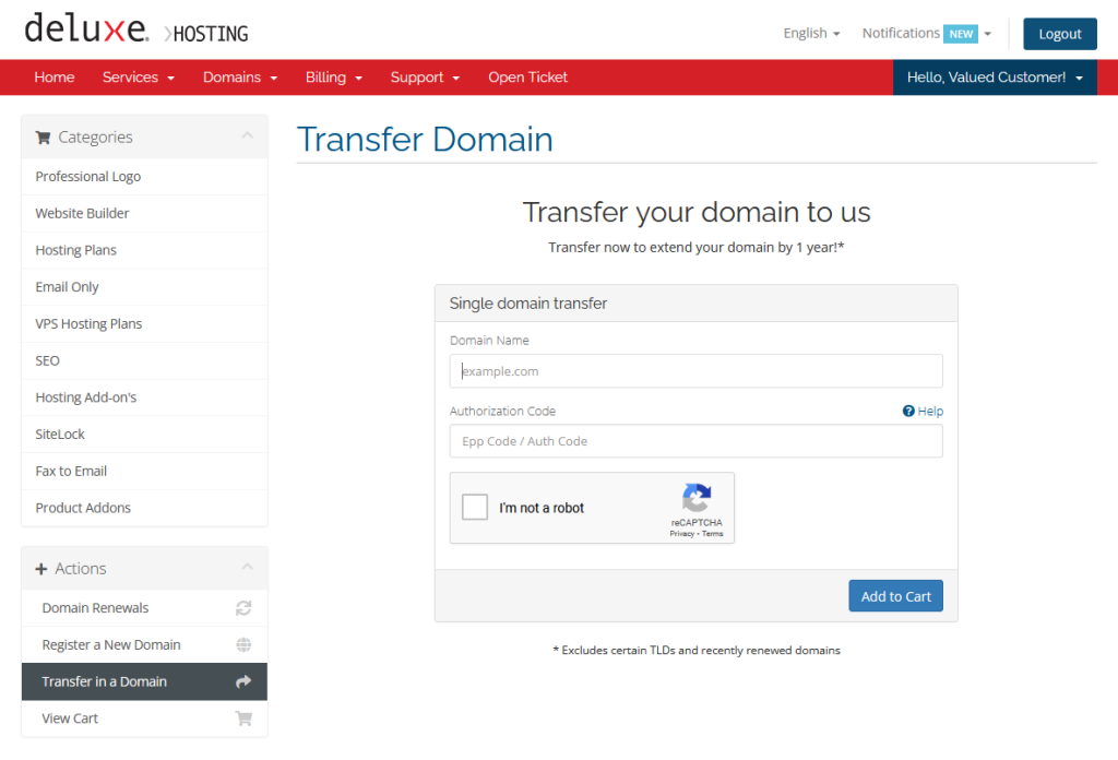 Domain - Transfer In