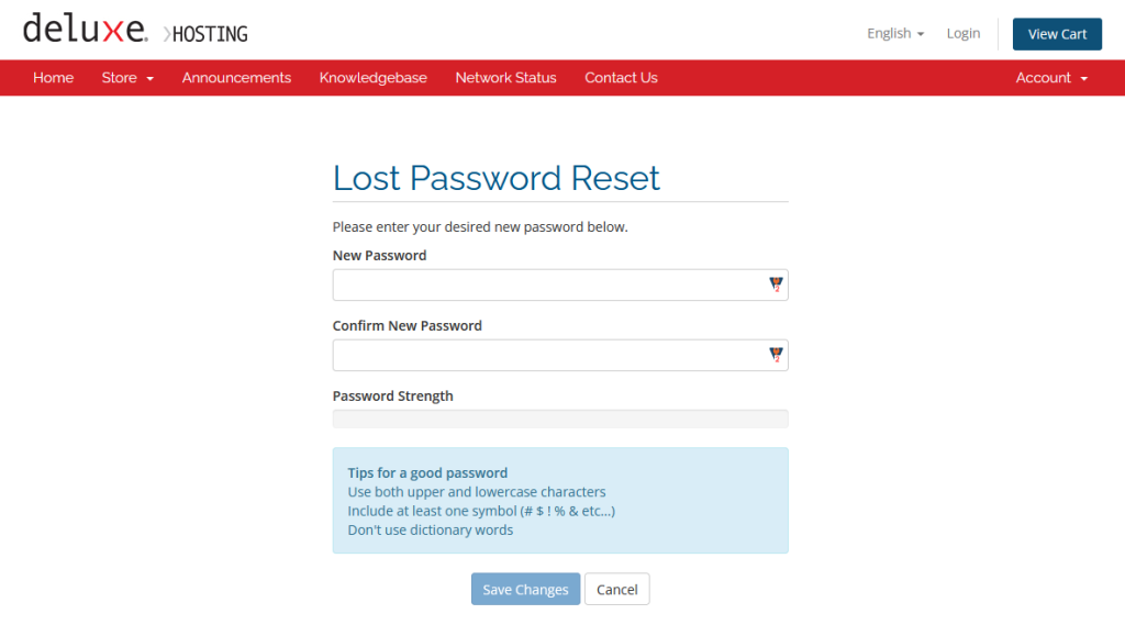 Lost Password Reset
