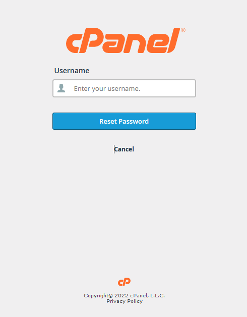 cPanel Password Reset