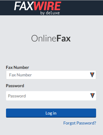 Fax to Email Login Page