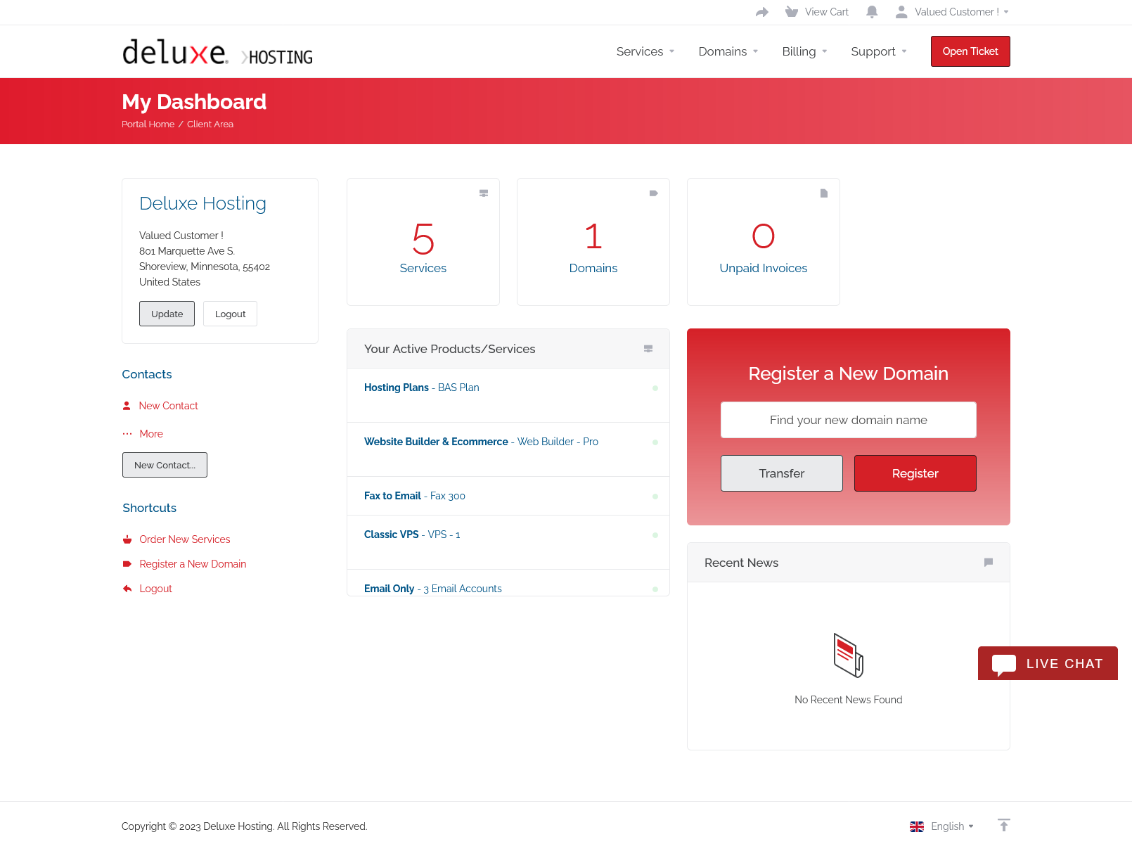 Deluxe Hosting Home Page